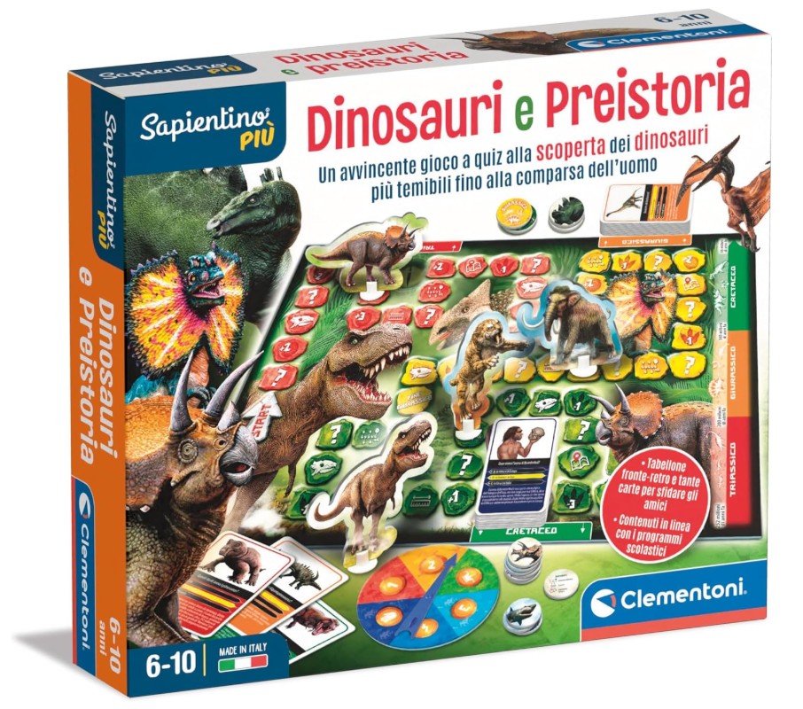 CLEMENTONI SAPIENTINO - DINOSAURI E PREISTORIA ,Gioco da Tavolo Educativo per Bambini